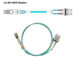OM3 Aqua LC/UPC-SC/UPC Duplex Fiber Optic Patch Cord LSZH Out Jacket